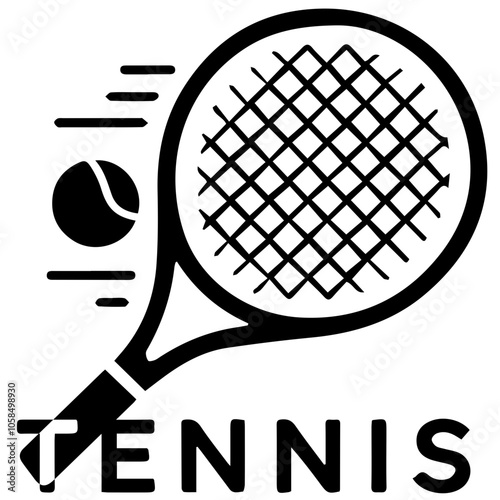 with a clean-lined tennis racket and ball icon