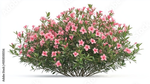 Oleander bush isolated on white background