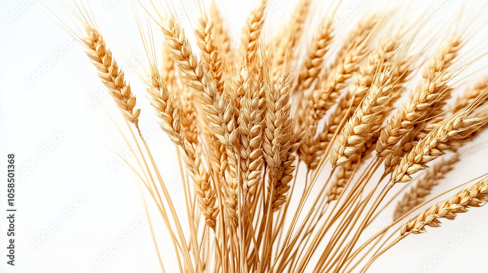 Organic Elegance Wheat Stalks on Clean White Canvas Organic Elegance Wheat Stalks on Clean White Canvas