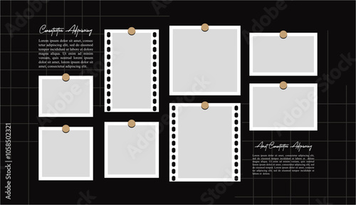 Pictures or photos frame collage, page grid layout abstract photo frames and digital photo wall template