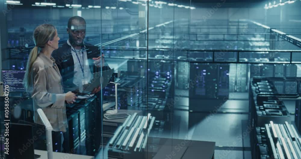 African Male Cloud Security Engineer and Caucasian Female IT Manager ...