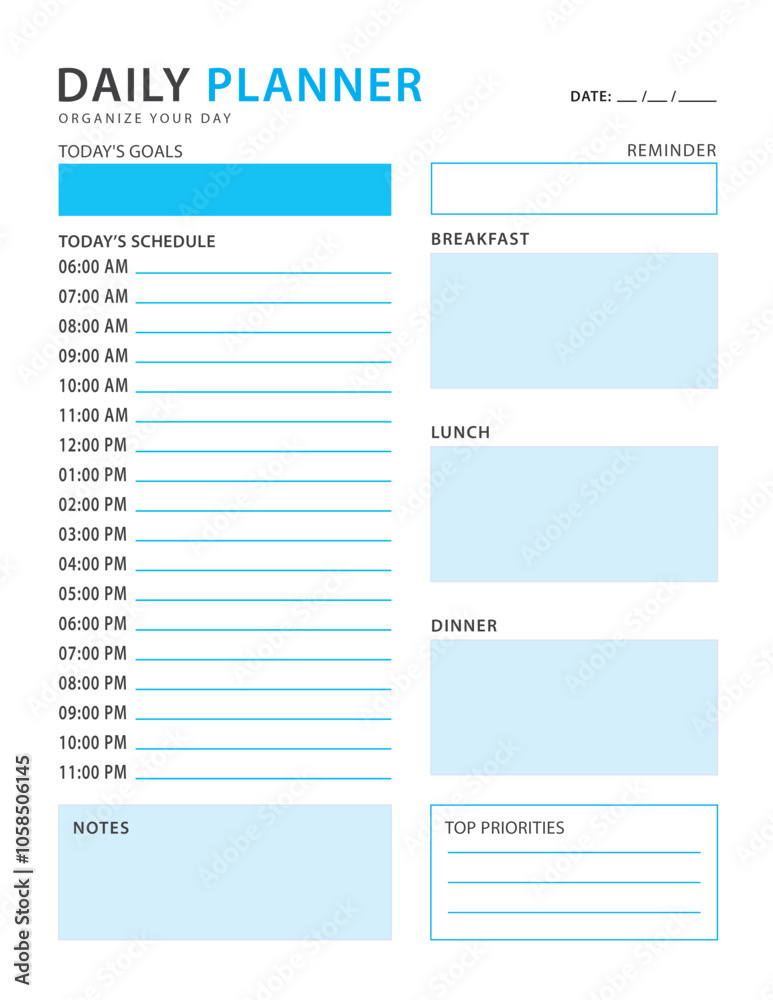 Daily Planner EPS Template Design Daily Planner EPS Template Design
