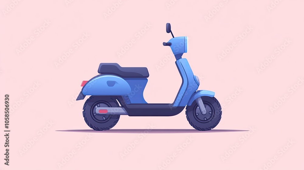 Flat design of blue electric scooter icon showing modern transportation Flat design of blue electric scooter icon showing modern transportation