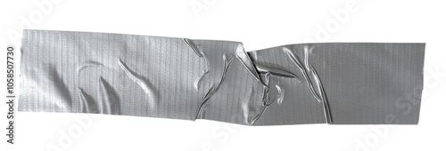 Isolated torn strip of repair tape with copy space on white background