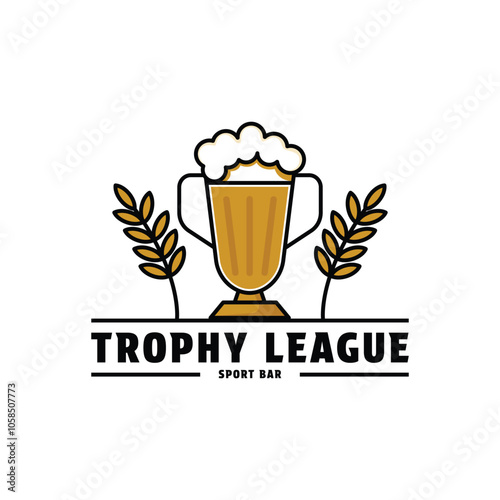 trophy league beer sport bar logo design concept idea