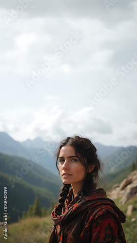 Armenian woman in the mountains 