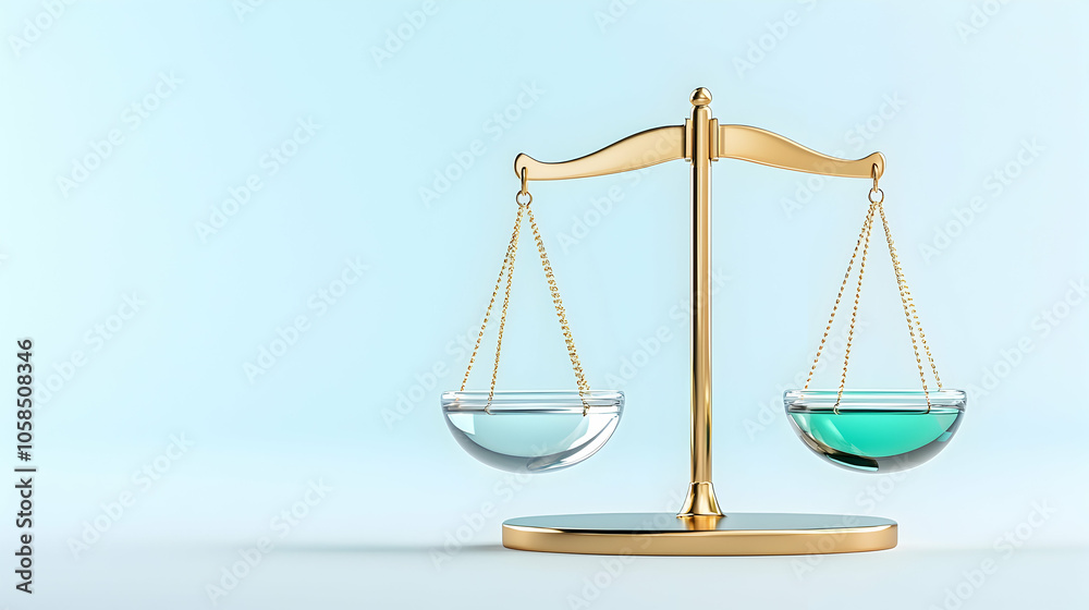 Golden Scales of Justice with Blue and Green Liquid Golden Scales of Justice with Blue and Green Liquid