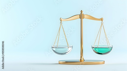 Golden Scales of Justice with Blue and Green Liquid
