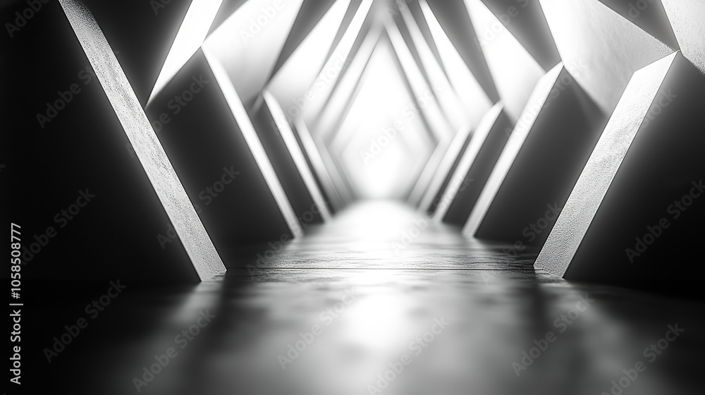 Obraz premium Futuristic black and white triangle image with sharp, geometric lines