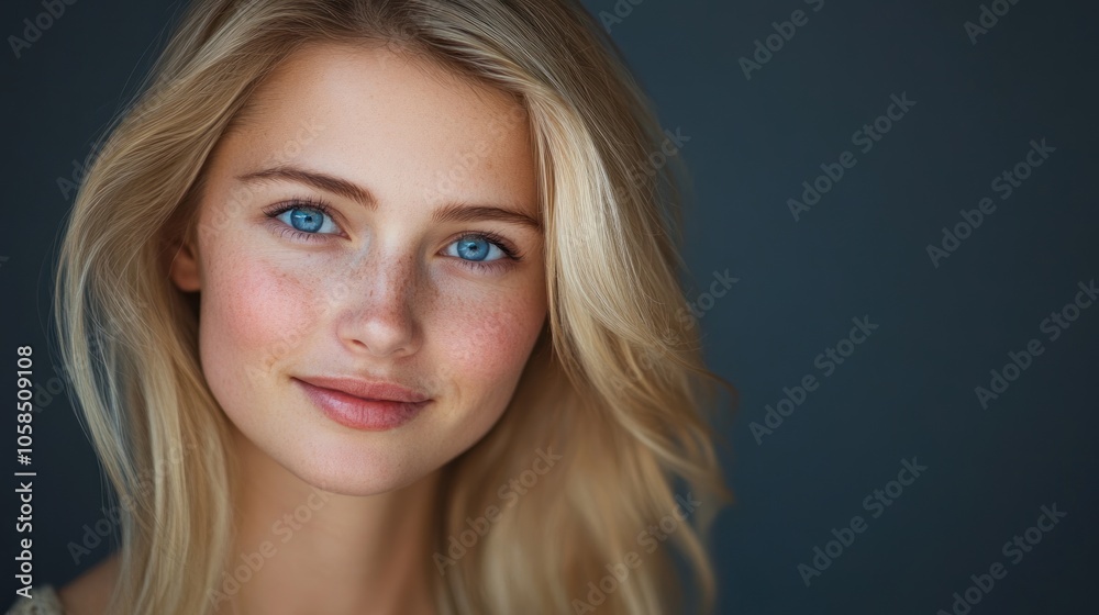 Portrait of a Young Woman with Blonde Hair and Blue Eyes Portrait of a Young Woman with Blonde Hair and Blue Eyes