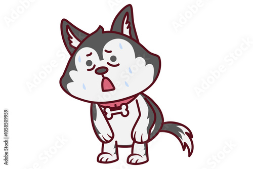 Cute Dog Tired and Sweating Illustration