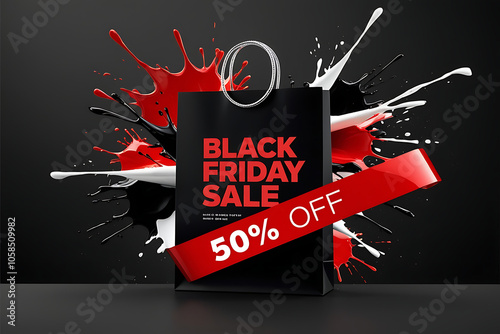  Black Friday Sale Banner with Paint Splashes photo