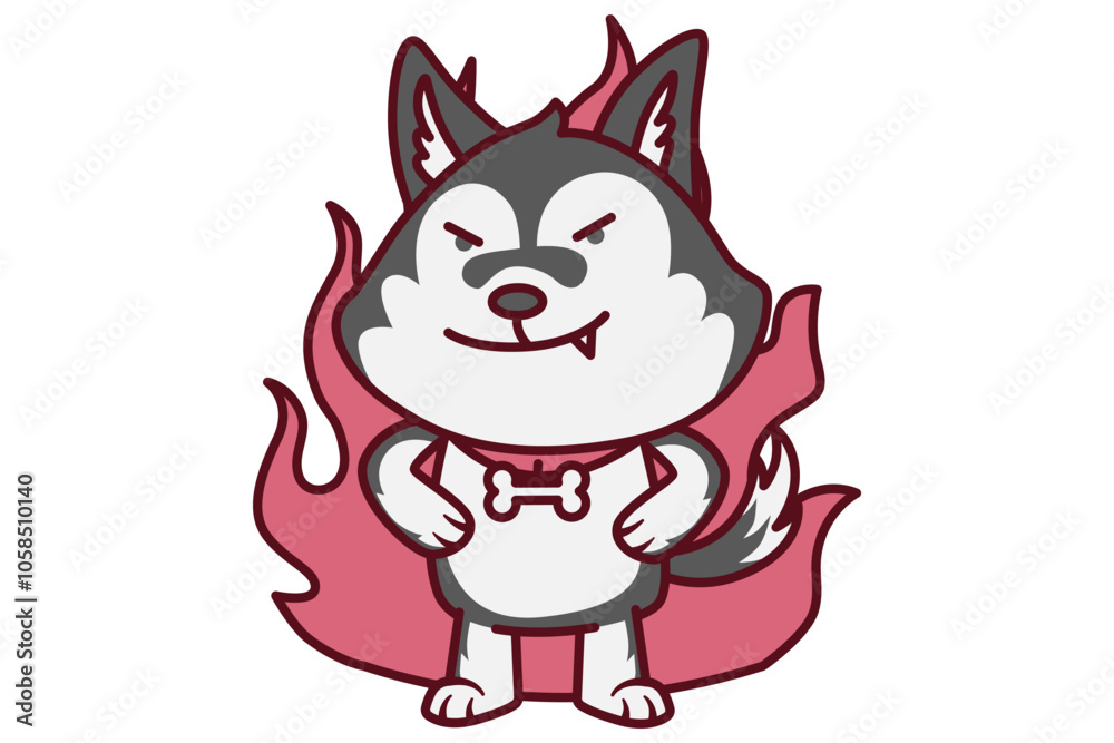 Fototapeta premium Cute Dog with Evil Expression Illustration