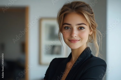 Attractive Young Woman with Blonde Hair in a Professional Headshot