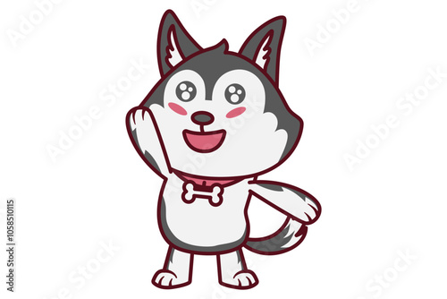 Cute Dog Raise Hand Illustration