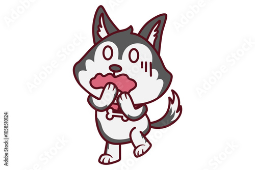 Cute Dog Standing with tensed tail Illustration
