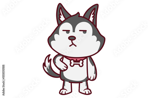 Cute Dog with Cynical Face Illustration