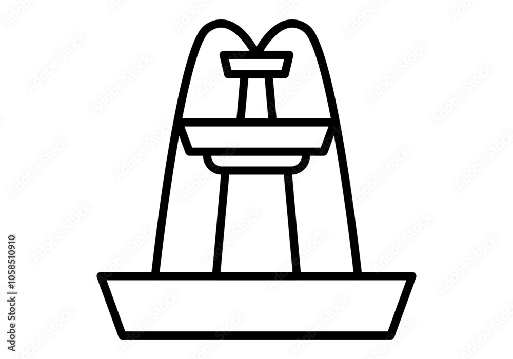 Icono negro de fuente clásica con agua Icono negro de fuente clásica con agua
