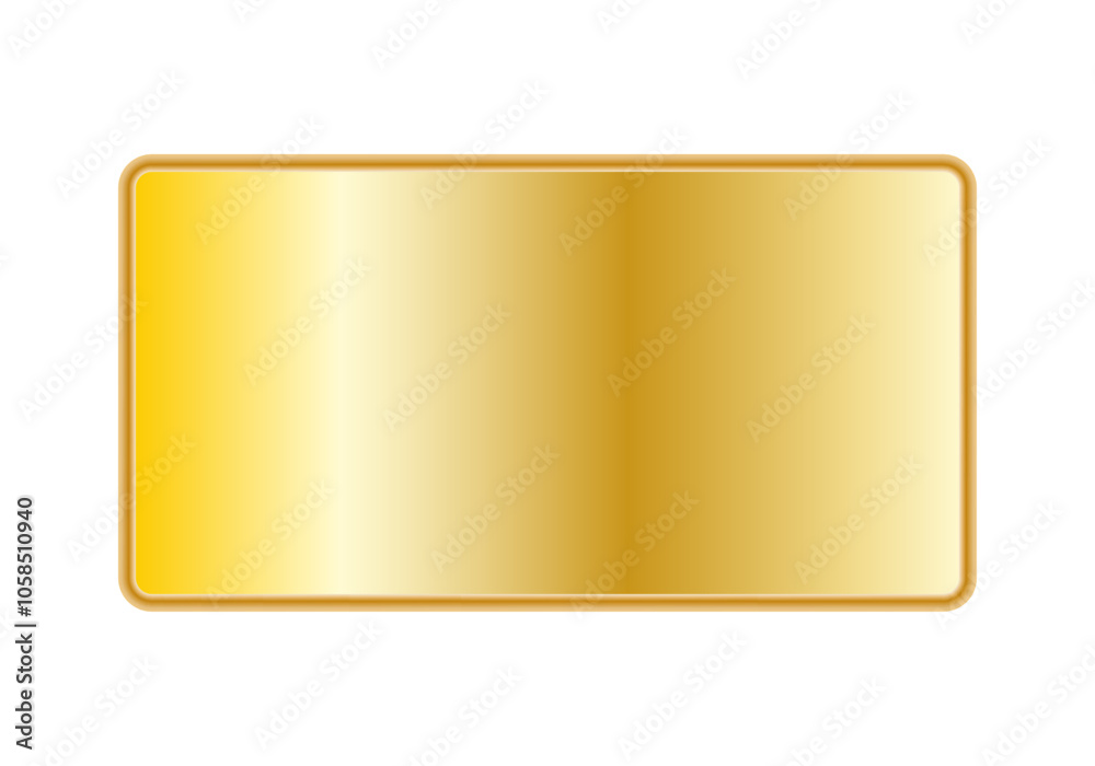 Placa metálica dorada de oro