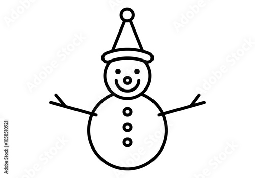 Icono negro de muñeco de nieve con gorro de papa noel