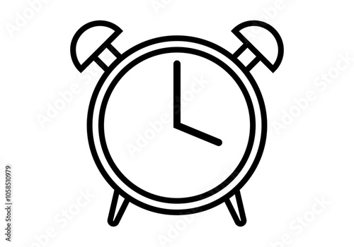 Icono negro de reloj con alarma