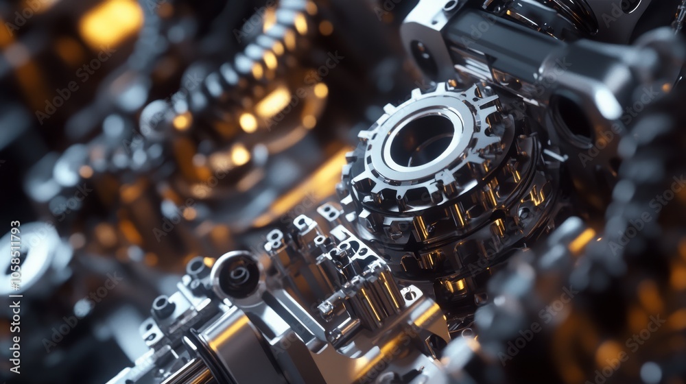 A detailed close-up of intricate metallic gears and machinery, showcasing a blend of mechanical engineering and industrial design. A detailed close-up of intricate metallic gears and machinery, showcasing a blend of mechanical engineering and industrial design.