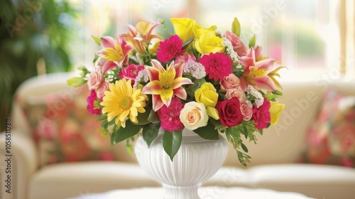 Vibrant Bouquet of Fresh Flowers in Elegant Vase