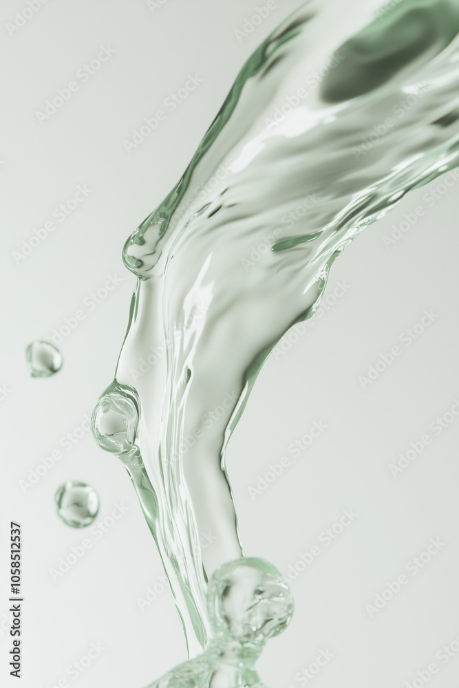 High-Definition Close-Up of Milk Flowing – Minimalist White and Green Design for Advertising Poster High-Definition Close-Up of Milk Flowing – Minimalist White and Green Design for Advertising Poster