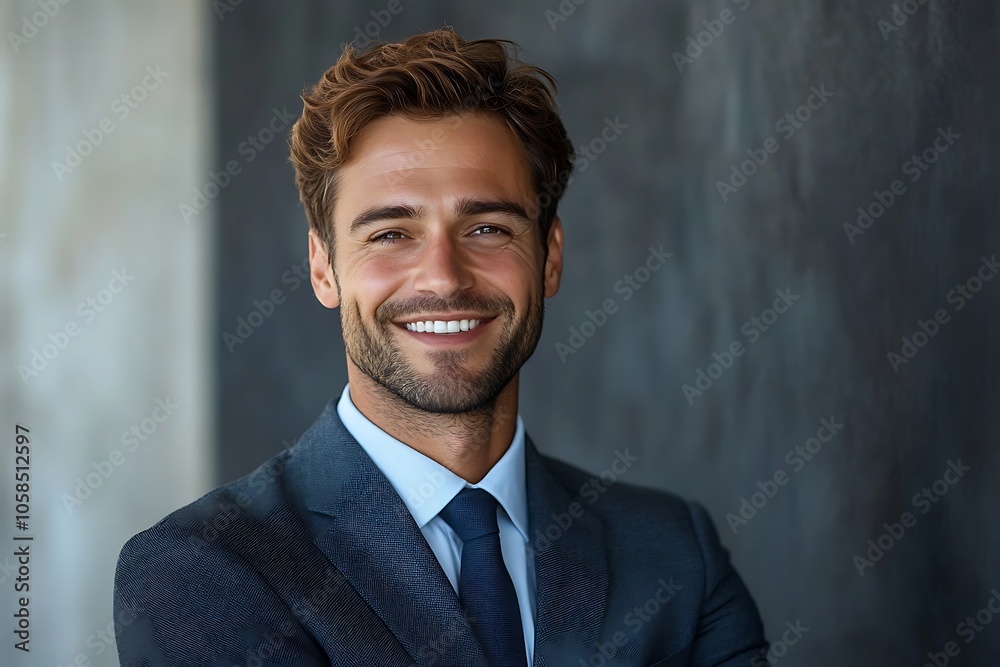 Charming Businessman with Warm Smile in Suit Headshot Portrait Charming Businessman with Warm Smile in Suit Headshot Portrait