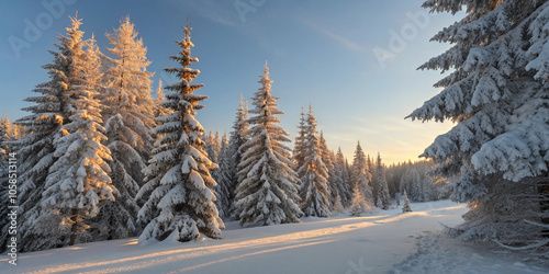 Winter Wonderland: A Scenic Snowy Forest Landscape, Christmas season
