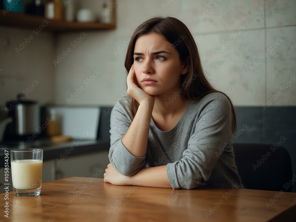 Young woman with stomach pain due to food poisoning. Young woman with stomach pain due to food poisoning.