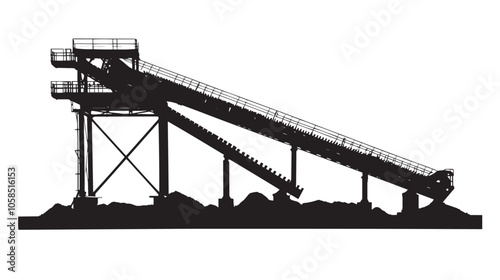 Conveyor belt silhouette isolated on white background