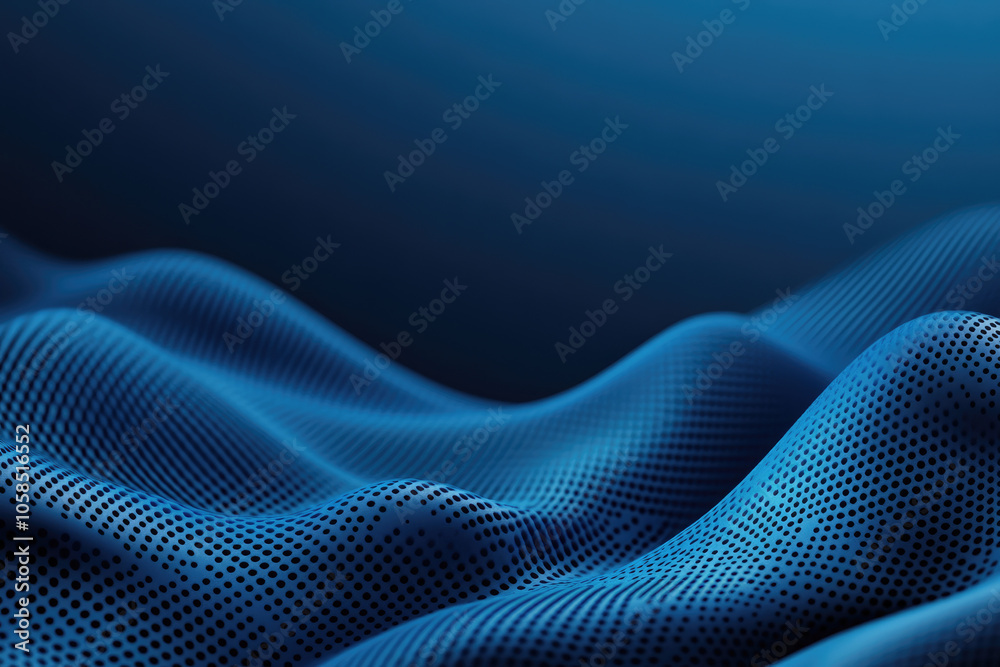 Modern abstract digital artwork featuring a blue background with dark textured elements, creating a striking visual contrast.
