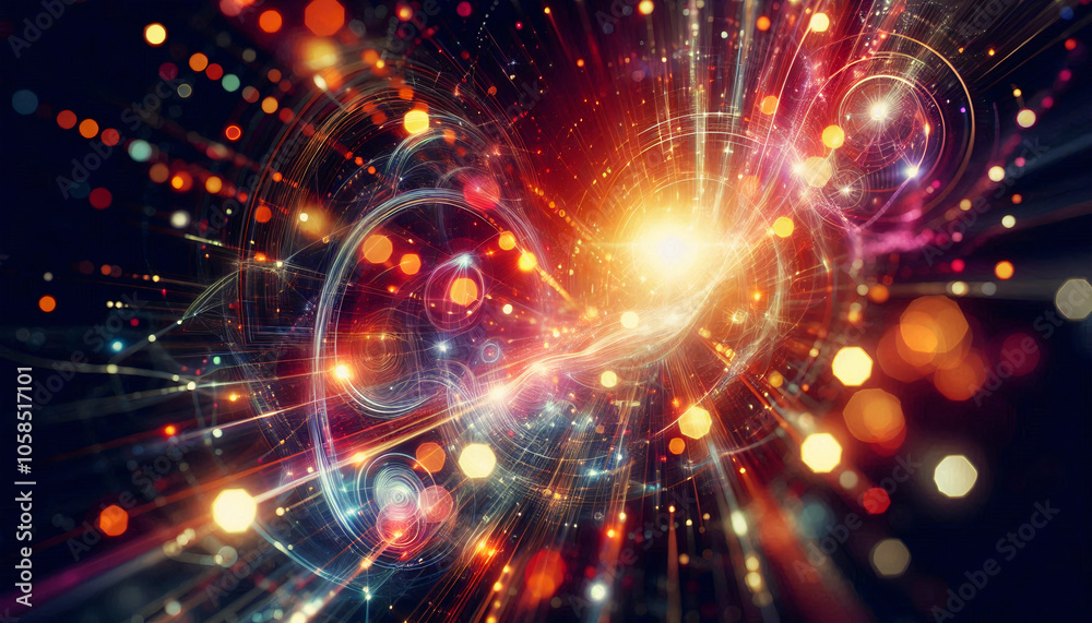 Obraz premium A dynamic abstract image with vibrant lights and swirling lines, symbolizing energy