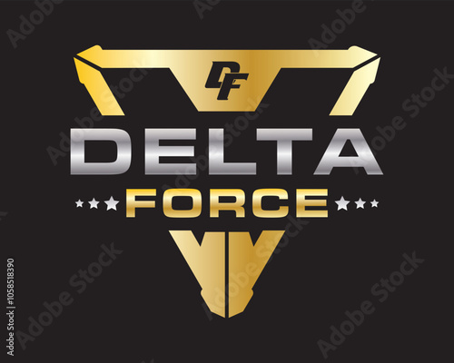 Delta Force Logo in Metallic Gold and Silver for Bold Branding