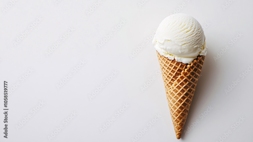 105.A perfectly shaped ice cream cone with a soft scoop of ice cream on top, floating against a white background. The waffle cone’s detailed texture is contrasted by the smooth, creamy ice cream, 105.A perfectly shaped ice cream cone with a soft scoop of ice cream on top, floating against a white background. The waffle cone’s detailed texture is contrasted by the smooth, creamy ice cream,