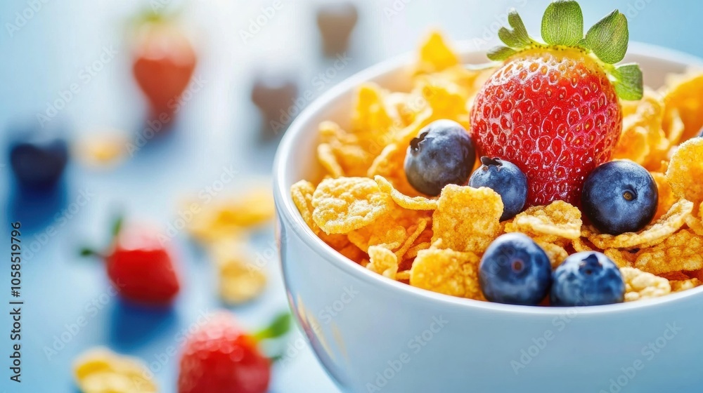 Fresh breakfast bowl with strawberries Fresh breakfast bowl with strawberries