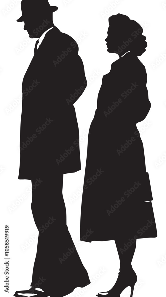 couple woman man detective secret agent criminal silhouette couple woman man detective secret agent criminal silhouette
