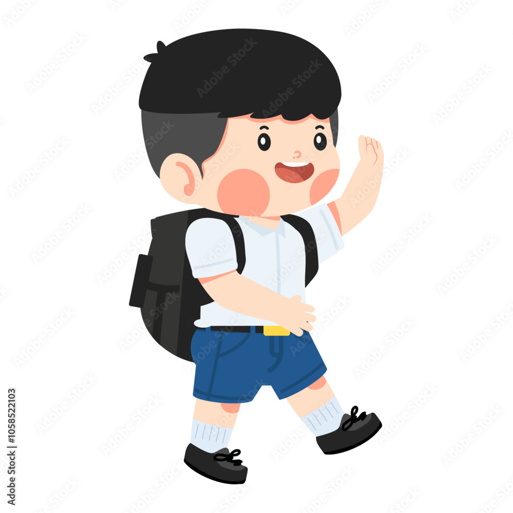 boy walking with backpack greeting boy walking with backpack greeting