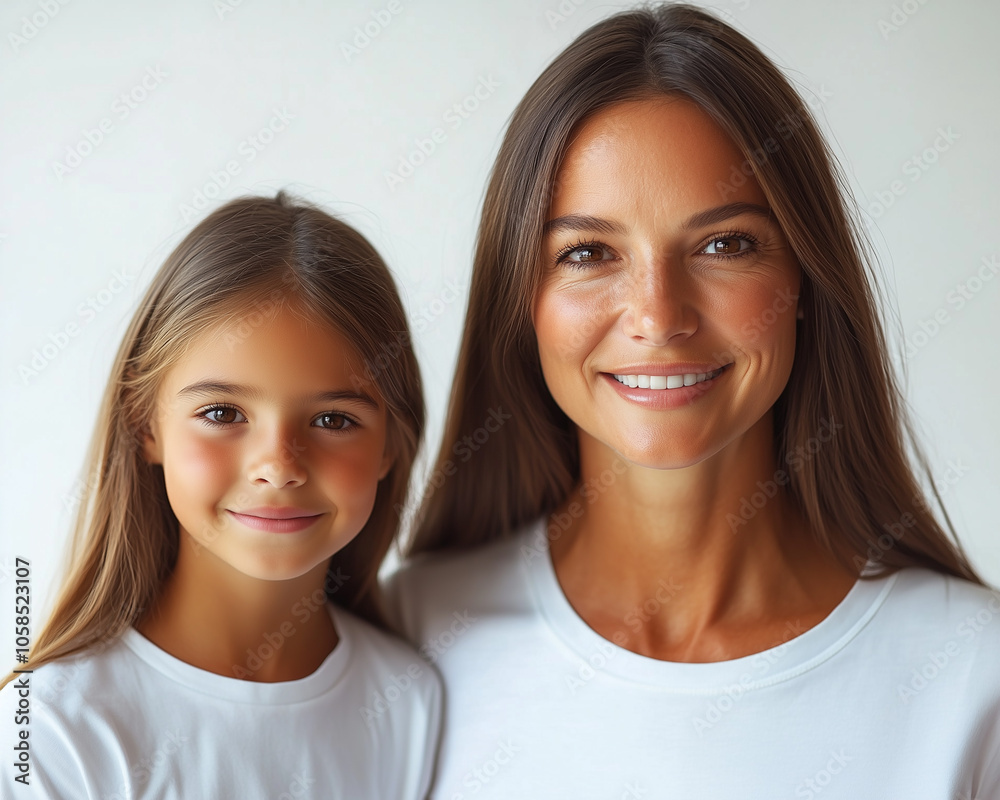 A happy family of three, representing multiple generations, standing closely together and smiling warmly. A happy family of three, representing multiple generations, standing closely together and smiling warmly.