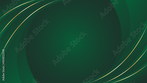 Abstract emerald green luxury curved background with gold lines. Elegant modern wallpapers. Suitable for templates, banners, cards, sales, ads, events, awards, web and pages