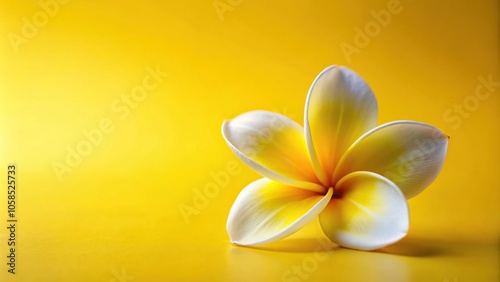 Medium shot frangipani flower on yellow background