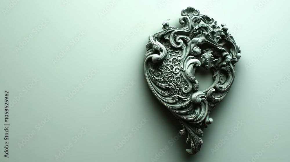 Fototapeta Ornate decorative element with intricate detailing on a smooth surface.