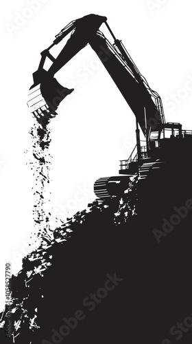  Crusher silhouette isolated on white background