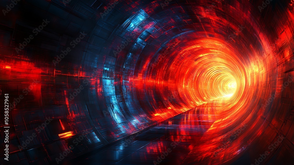 Fototapeta premium Vibrant tunnel of light and color a journey through time and space