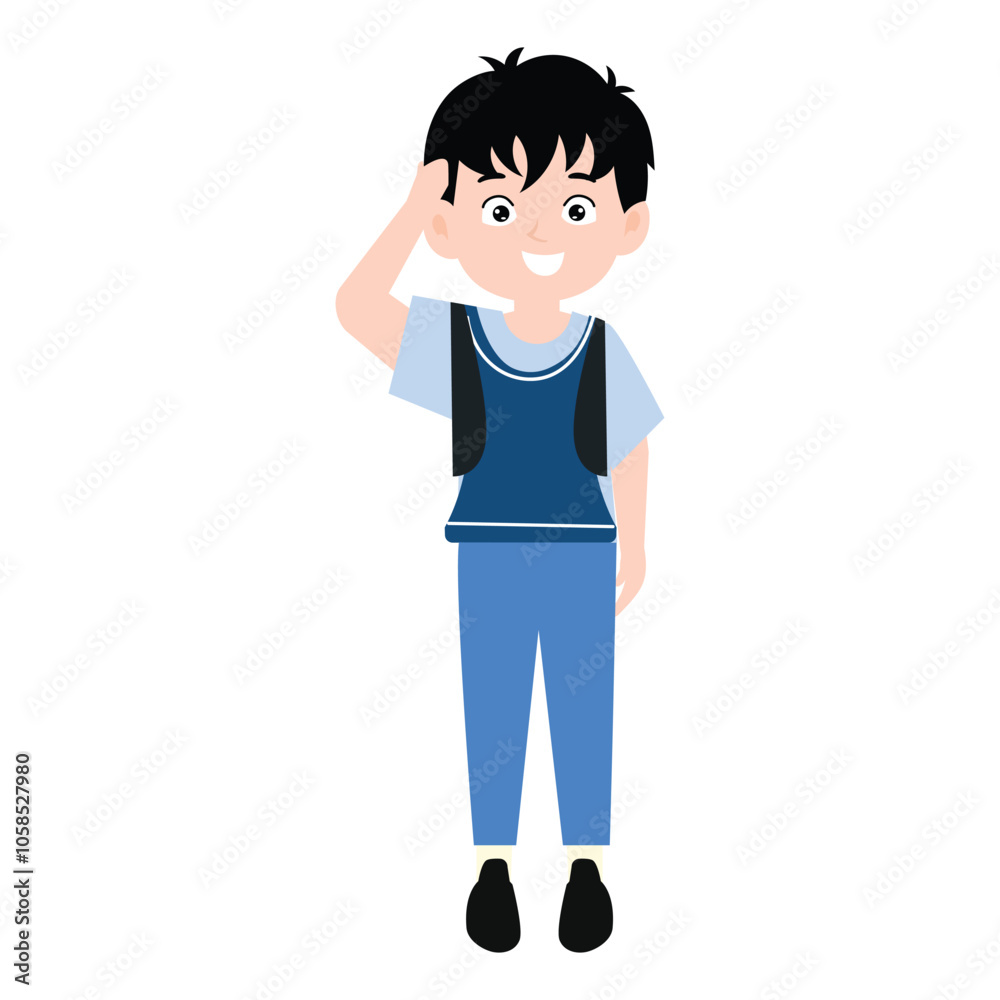 funny little boy is crying, and posing with his hands folded on his waist.School kids collection. Group of cartoon multinational children in school uniform, standing with books and school bags. Isolat funny little boy is crying, and posing with his hands folded on his waist.School kids collection. Group of cartoon multinational children in school uniform, standing with books and school bags. Isolat