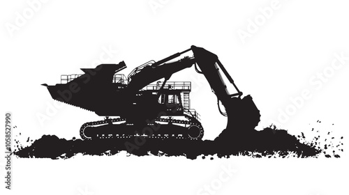  Crusher silhouette isolated on white background