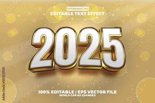 2025 New  year Golden editable text effect in new modern trend style