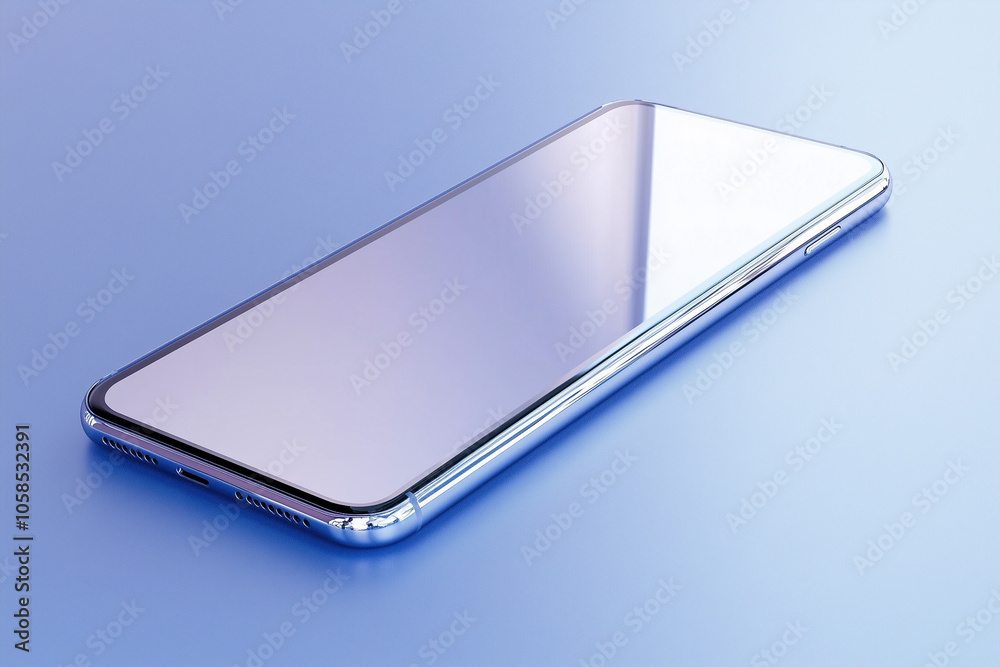 Smartphone with a blank screen on a blue background Smartphone with a blank screen on a blue background
