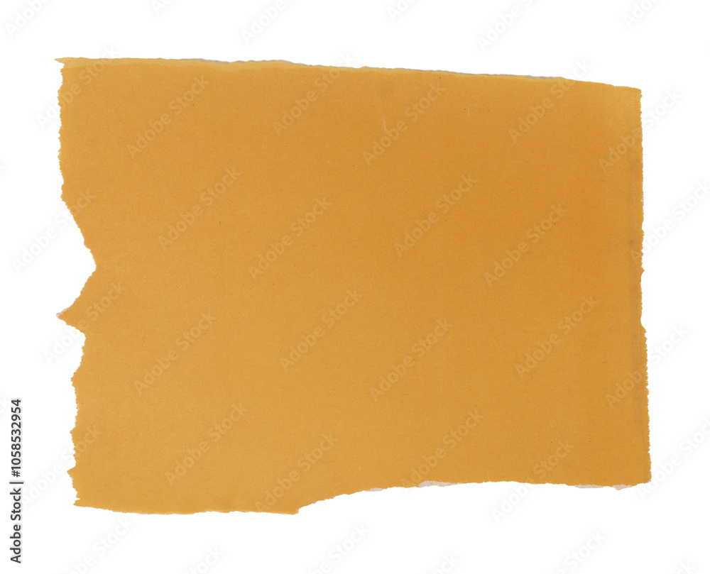 Isolated torn orange pieces of matte paper with copy space on white background Isolated torn orange pieces of matte paper with copy space on white background